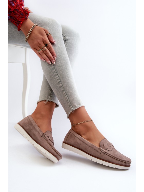 Women's Dark Beige Faux Suede Loafers Nestalia 2