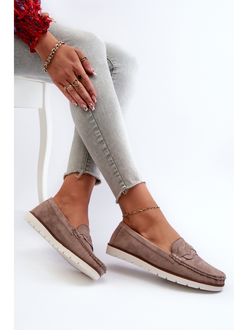 Women's Dark Beige Faux Suede Loafers Nestalia