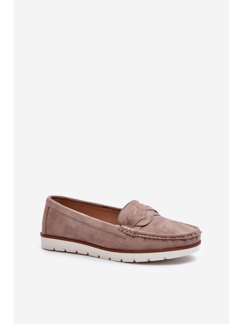 Women's Dark Beige Faux Suede Loafers Nestalia