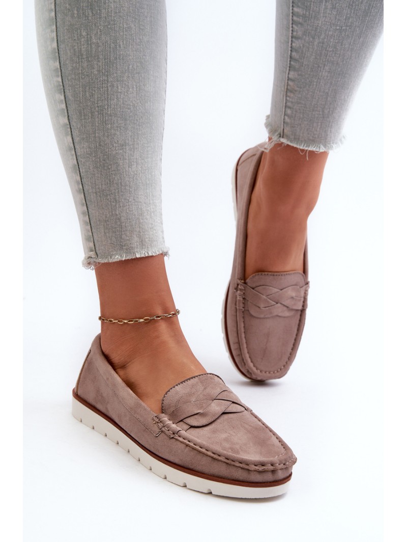 Women's Dark Beige Faux Suede Loafers Nestalia