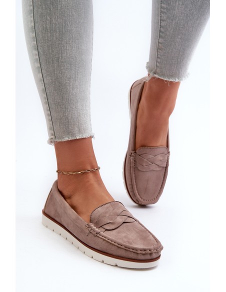 Women's Dark Beige Faux Suede Loafers Nestalia