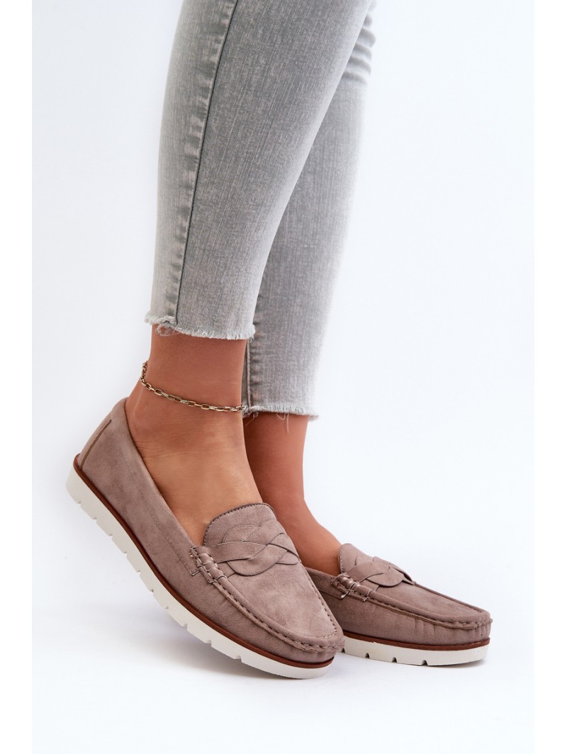 Women's Dark Beige Faux Suede Loafers Nestalia