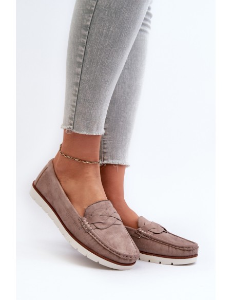 Women's Dark Beige Faux Suede Loafers Nestalia