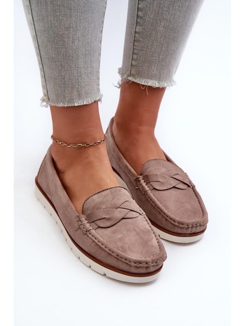 Women's Dark Beige Faux Suede Loafers Nestalia