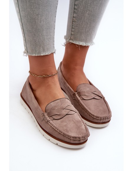 Women's Dark Beige Faux Suede Loafers Nestalia