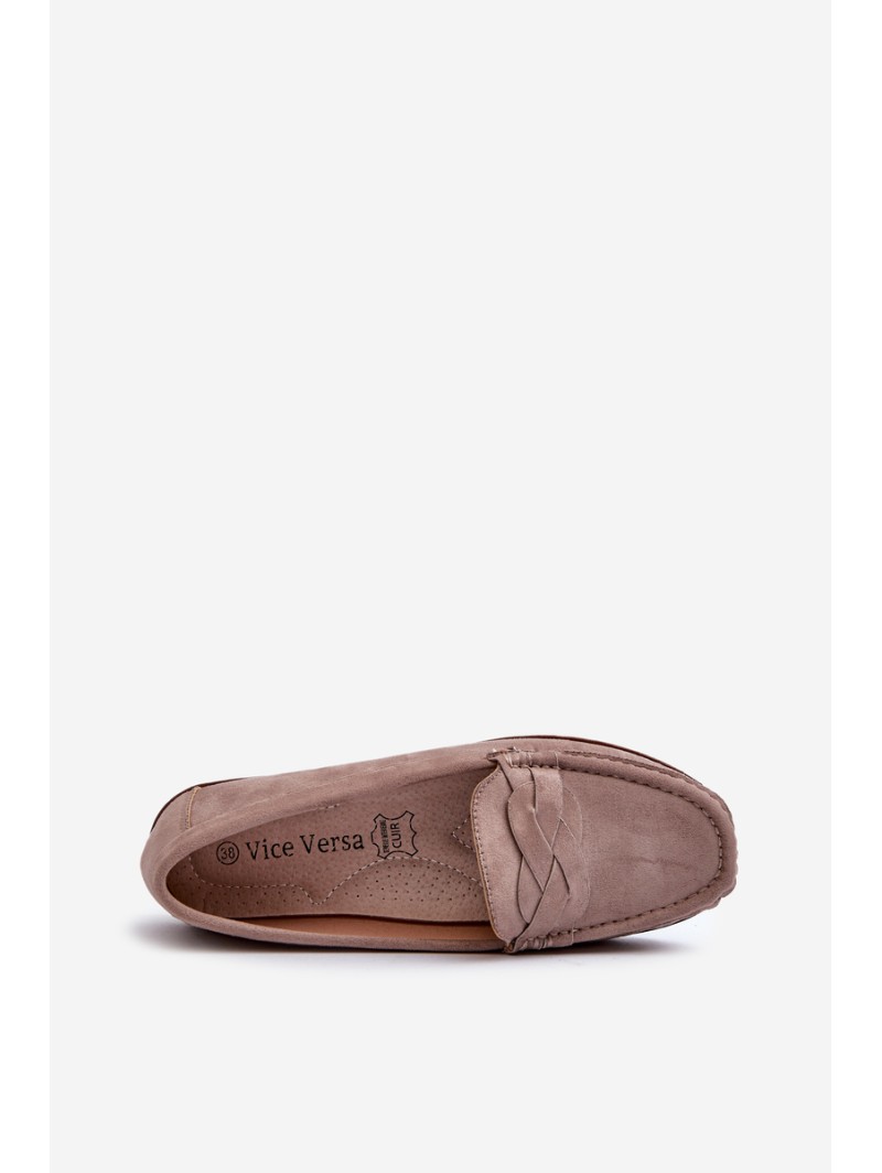 Women's Dark Beige Faux Suede Loafers Nestalia