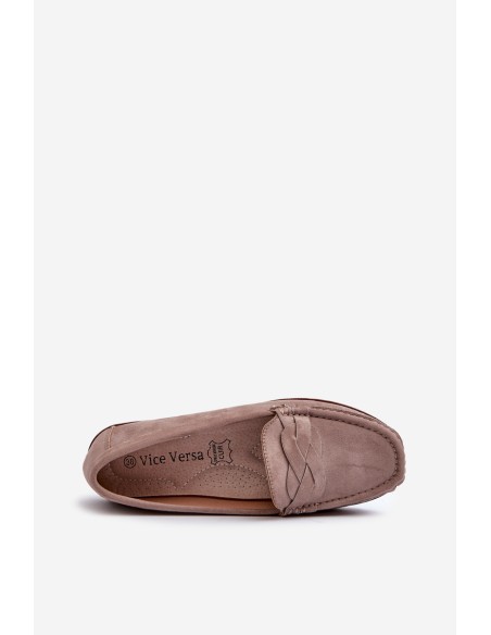 Women's Dark Beige Faux Suede Loafers Nestalia