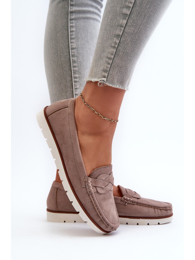 Women's Dark Beige Faux Suede Loafers Nestalia