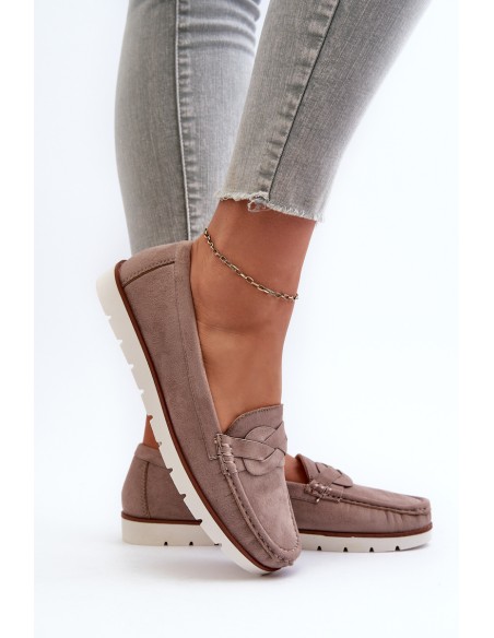Women's Dark Beige Faux Suede Loafers Nestalia