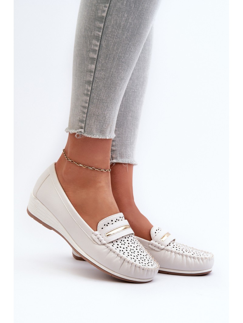 Women's Loafers With Intricate Design Made of Eco Leather Off-White Nassnema