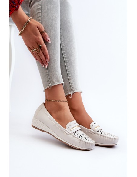 Women's Loafers With Intricate Design Made of Eco Leather Off-White Nassnema