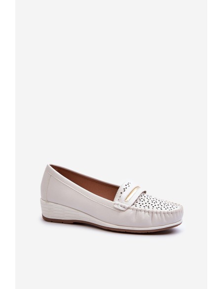 Women's Loafers With Intricate Design Made of Eco Leather Off-White Nassnema