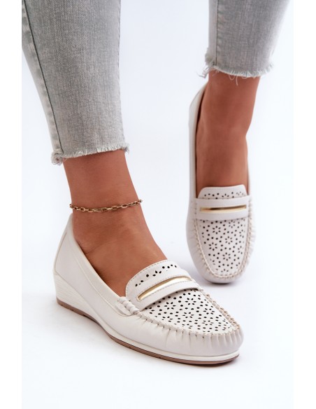 Women's Loafers With Intricate Design Made of Eco Leather Off-White Nassnema