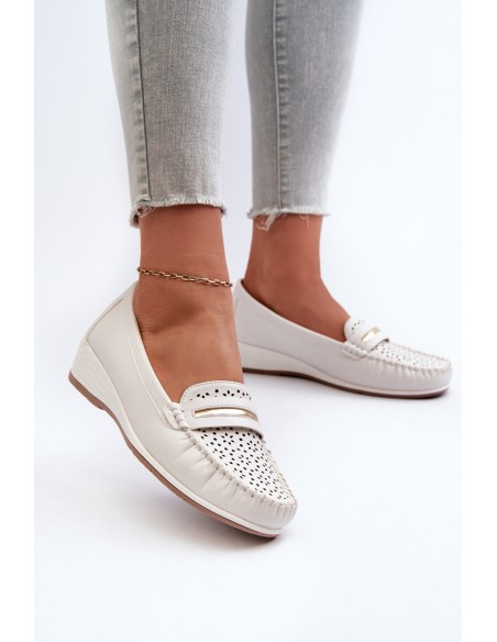 Women's Loafers With Intricate Design Made of Eco Leather Off-White Nassnema