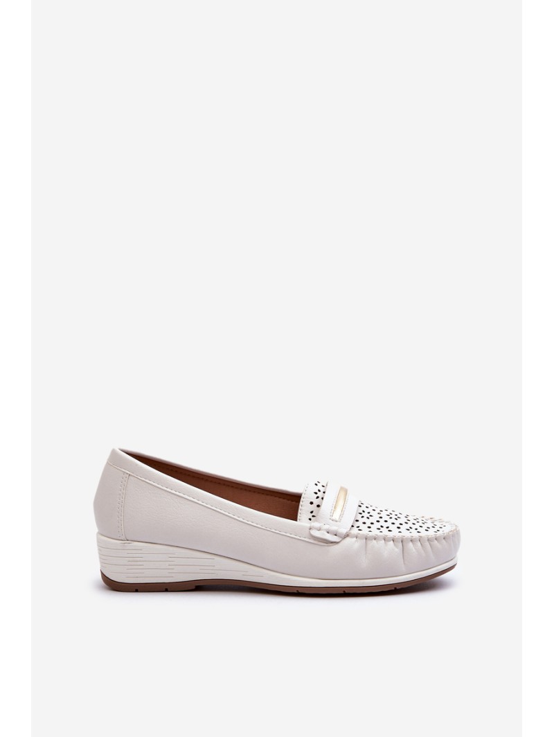 Women's Loafers With Intricate Design Made of Eco Leather Off-White Nassnema