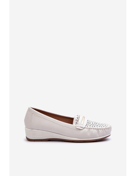 Women's Loafers With Intricate Design Made of Eco Leather Off-White Nassnema