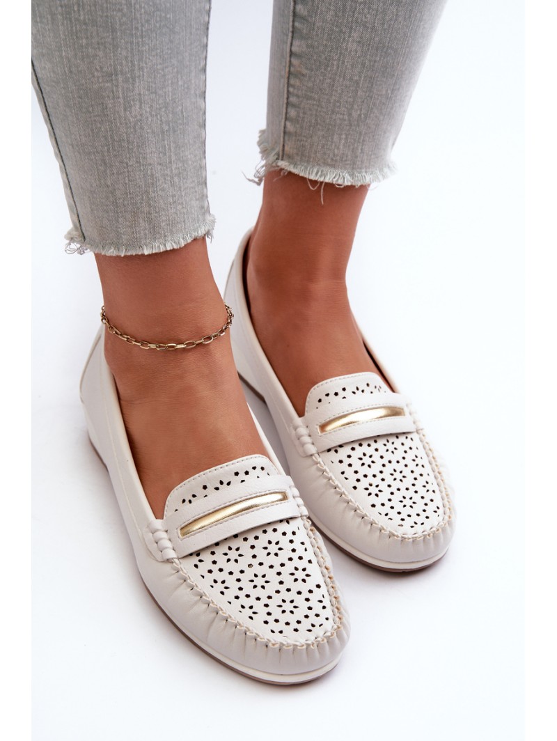 Women's Loafers With Intricate Design Made of Eco Leather Off-White Nassnema