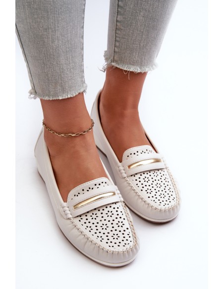 Women's Loafers With Intricate Design Made of Eco Leather Off-White Nassnema