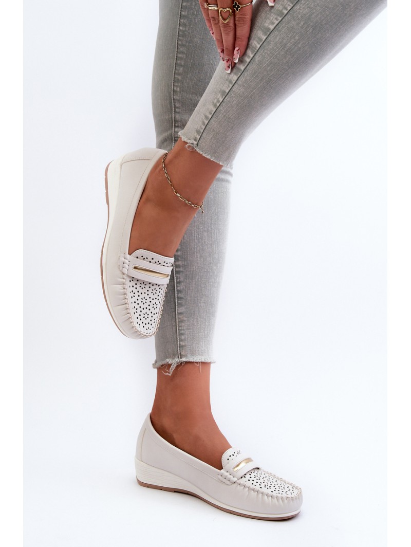 Women's Loafers With Intricate Design Made of Eco Leather Off-White Nassnema