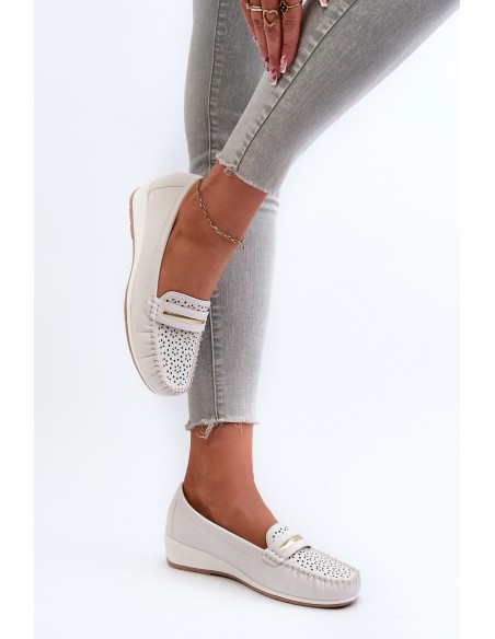 Women's Loafers With Intricate Design Made of Eco Leather Off-White Nassnema