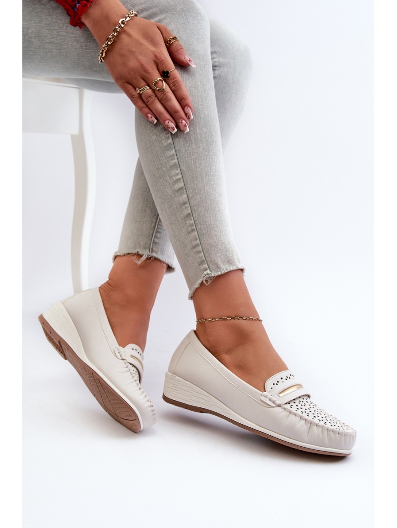 Women's Loafers With Intricate Design Made of Eco Leather Off-White Nassnema