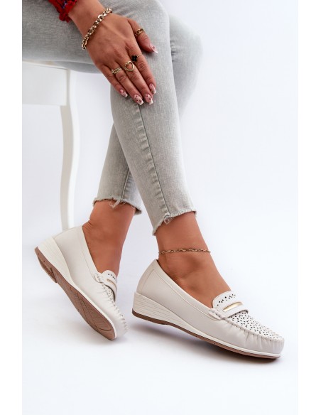 Women's Loafers With Intricate Design Made of Eco Leather Off-White Nassnema