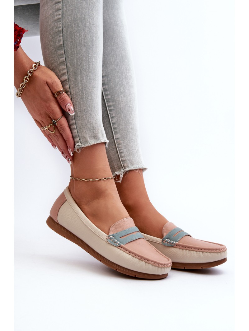 Women's Pink Faux Leather Moccasins Vikitara