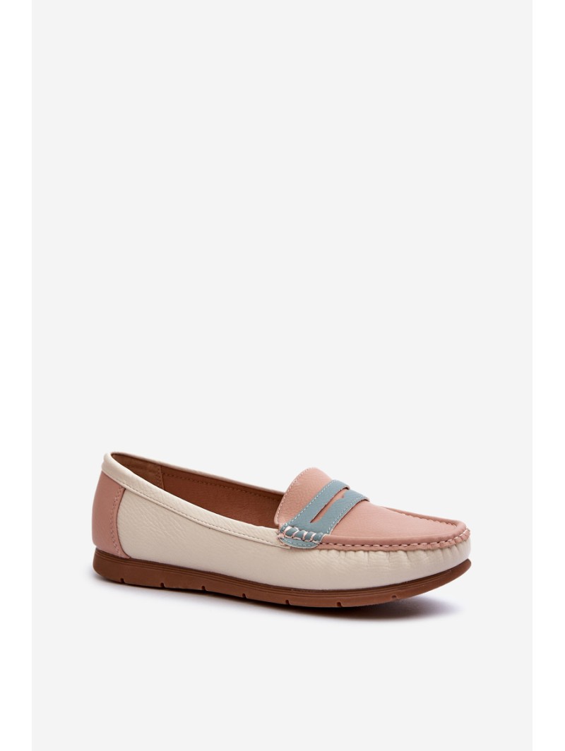Women's Pink Faux Leather Moccasins Vikitara