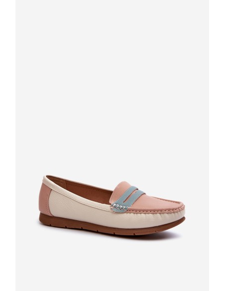 Women's Pink Faux Leather Moccasins Vikitara
