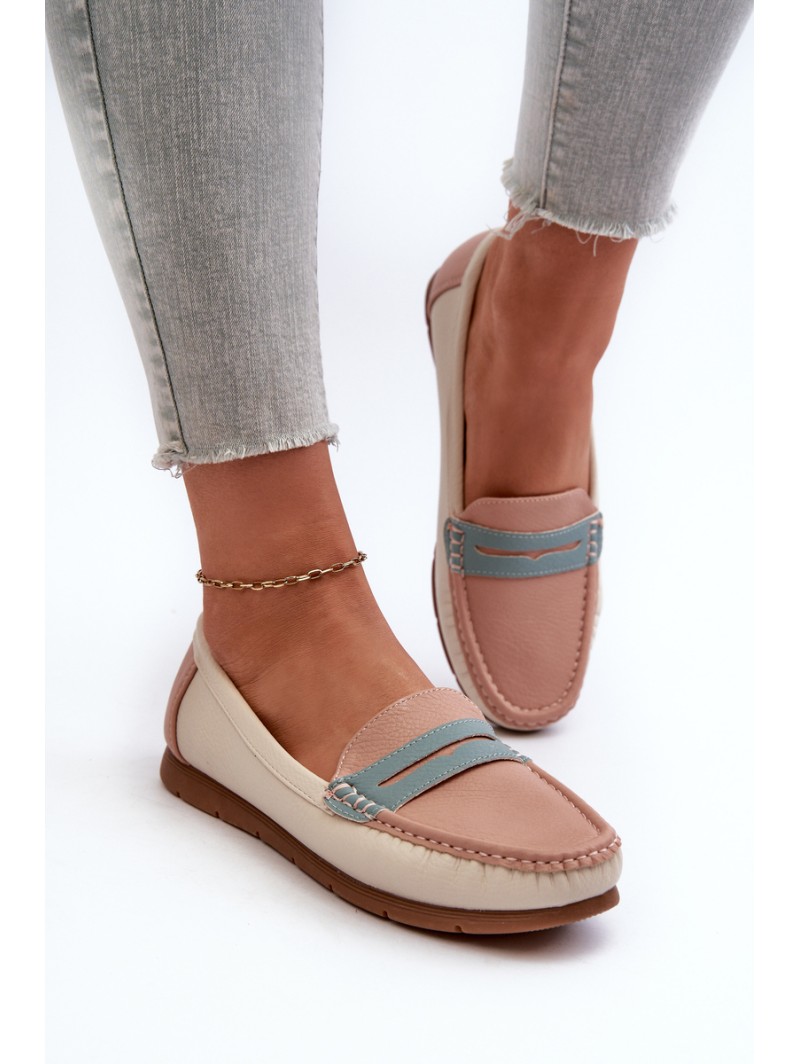 Women's Pink Faux Leather Moccasins Vikitara