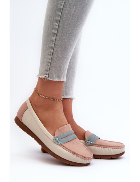 Women's Pink Faux Leather Moccasins Vikitara