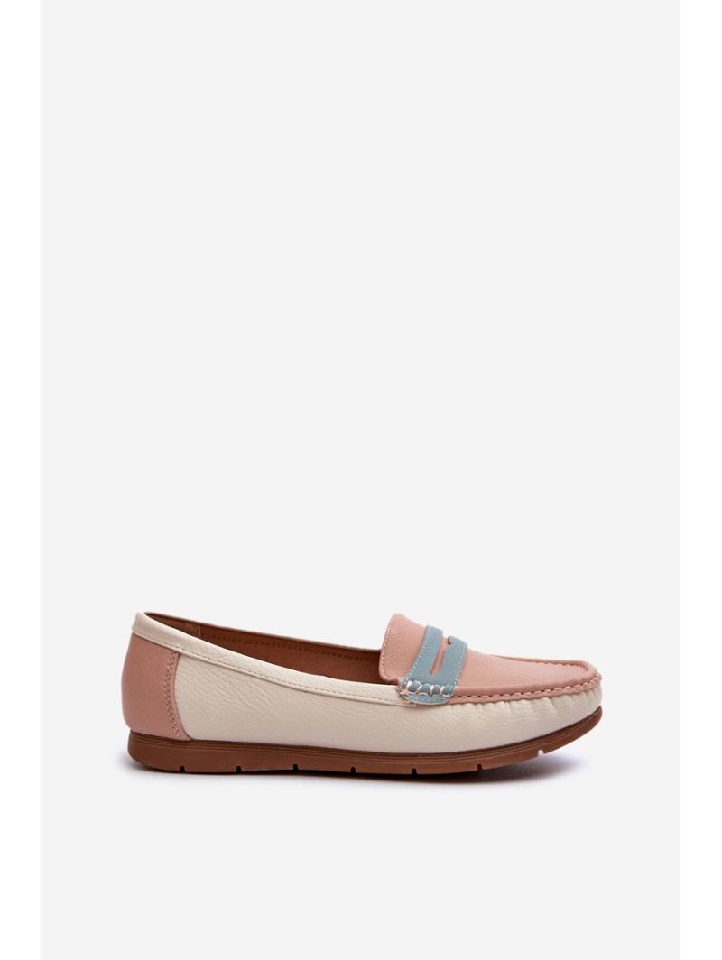 Women's Pink Faux Leather Moccasins Vikitara