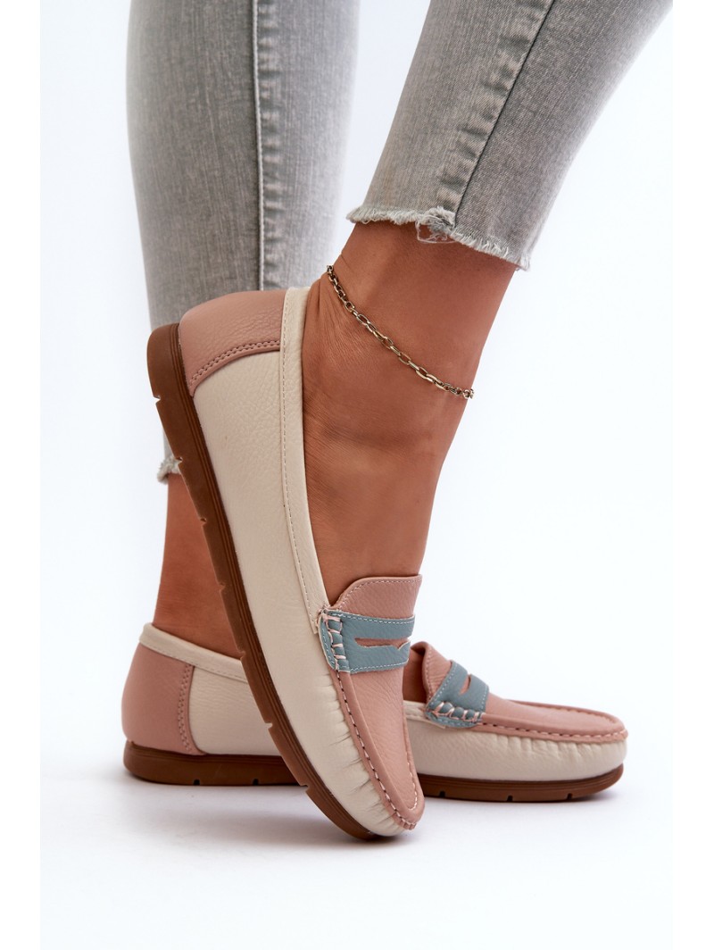 Women's Pink Faux Leather Moccasins Vikitara