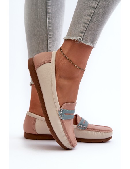 Women's Pink Faux Leather Moccasins Vikitara