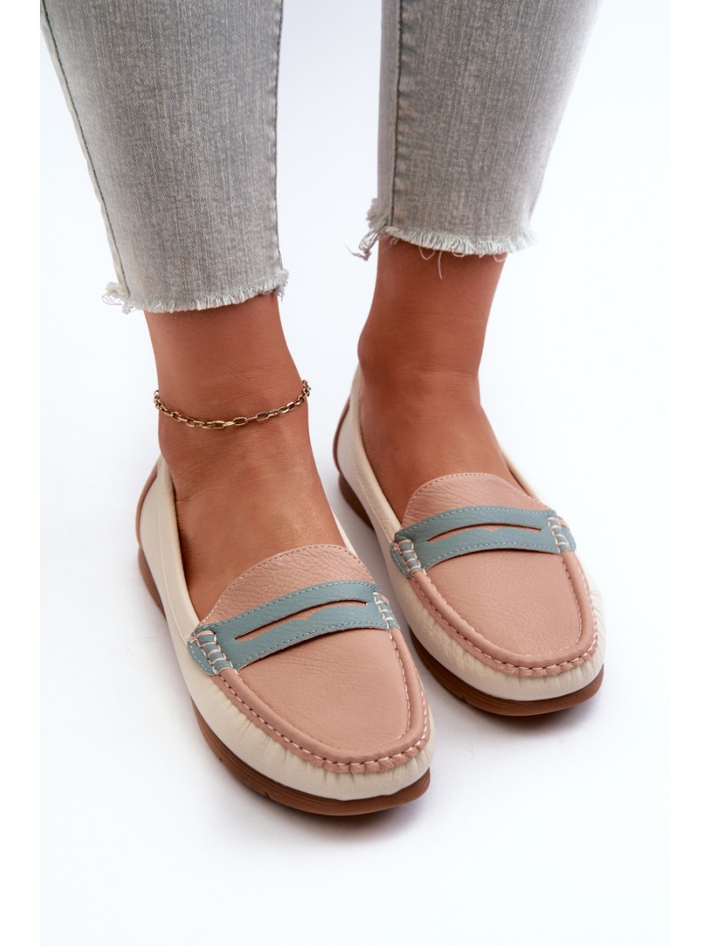 Women's Pink Faux Leather Moccasins Vikitara