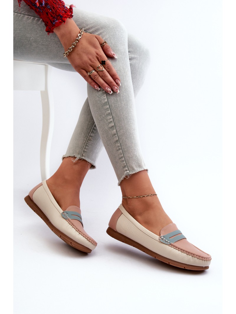Women's Pink Faux Leather Moccasins Vikitara