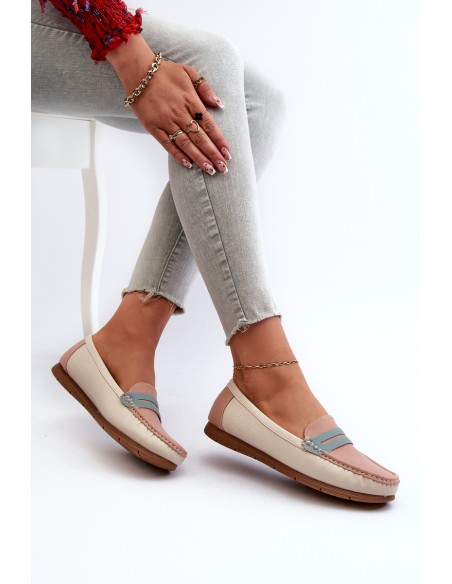 Women's Pink Faux Leather Moccasins Vikitara