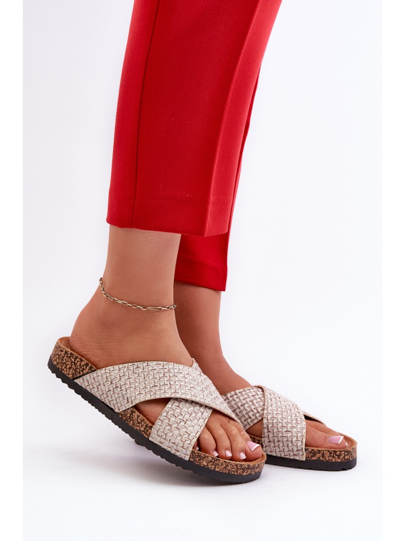 Women's Slippers on Cork Platform Beige Tesolen