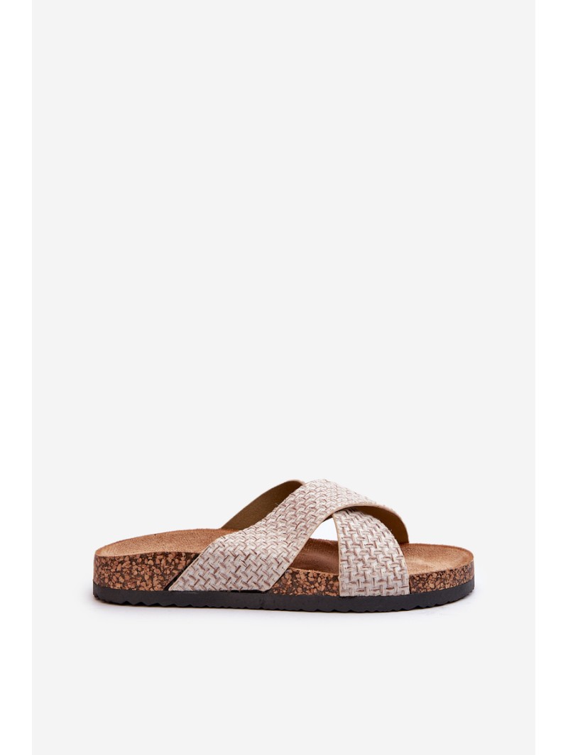 Women's Slippers on Cork Platform Beige Tesolen