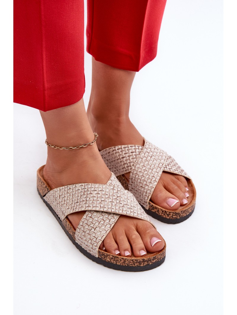 Women's Slippers on Cork Platform Beige Tesolen