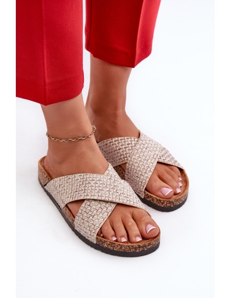 Women's Slippers on Cork Platform Beige Tesolen