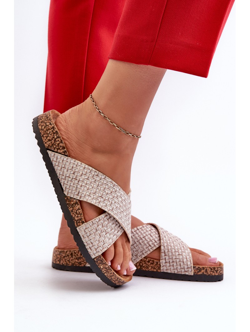 Women's Slippers on Cork Platform Beige Tesolen