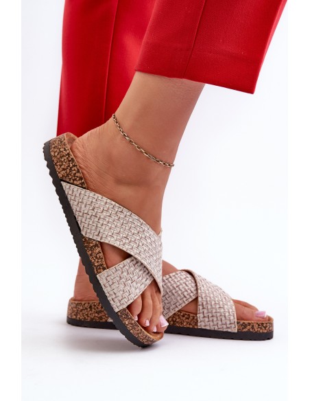 Women's Slippers on Cork Platform Beige Tesolen