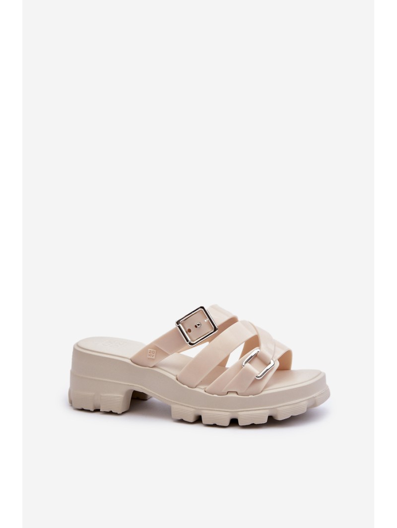 Fragrant Women's Mules With Low Heel ZAXY NN285042 Beige