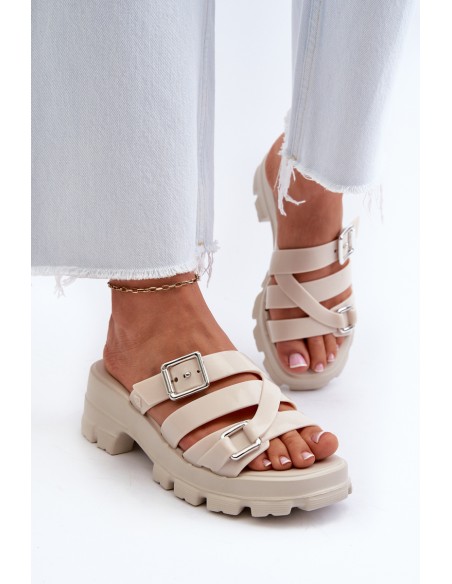 Fragrant Women's Mules With Low Heel ZAXY NN285042 Beige