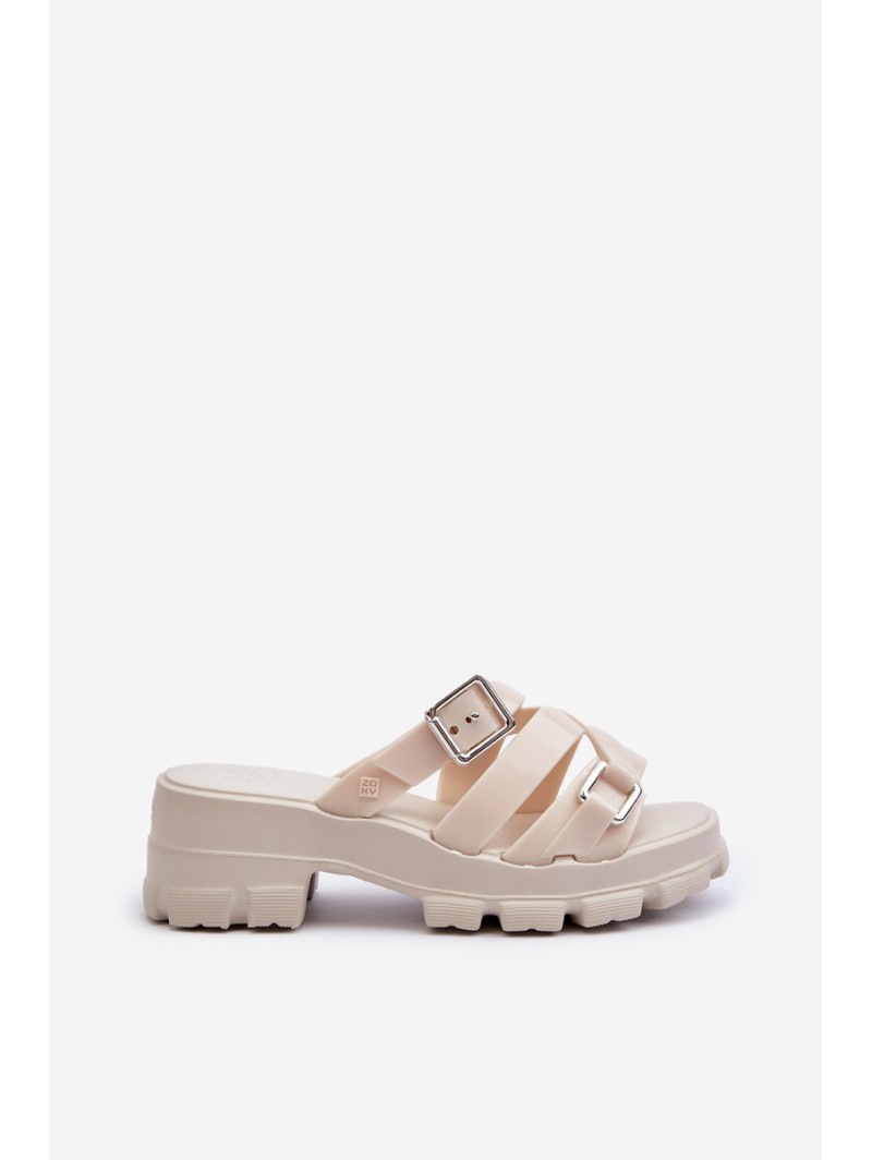 Fragrant Women's Mules With Low Heel ZAXY NN285042 Beige