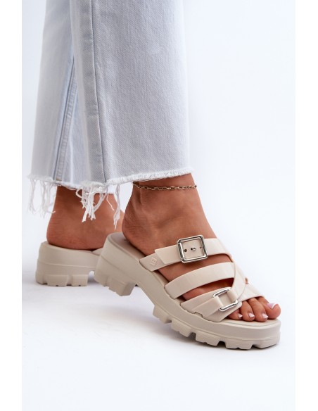 Fragrant Women's Mules With Low Heel ZAXY NN285042 Beige