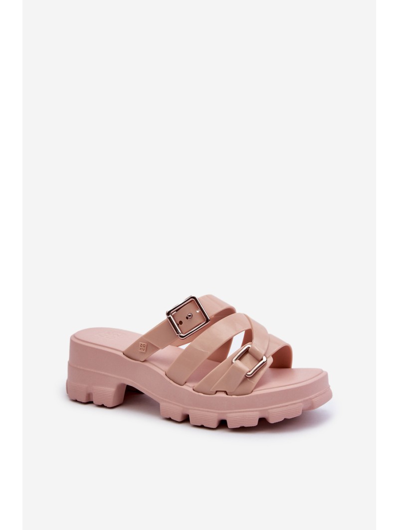 Scented Women's Slides with Low Heel ZAXY NN285044 Pink