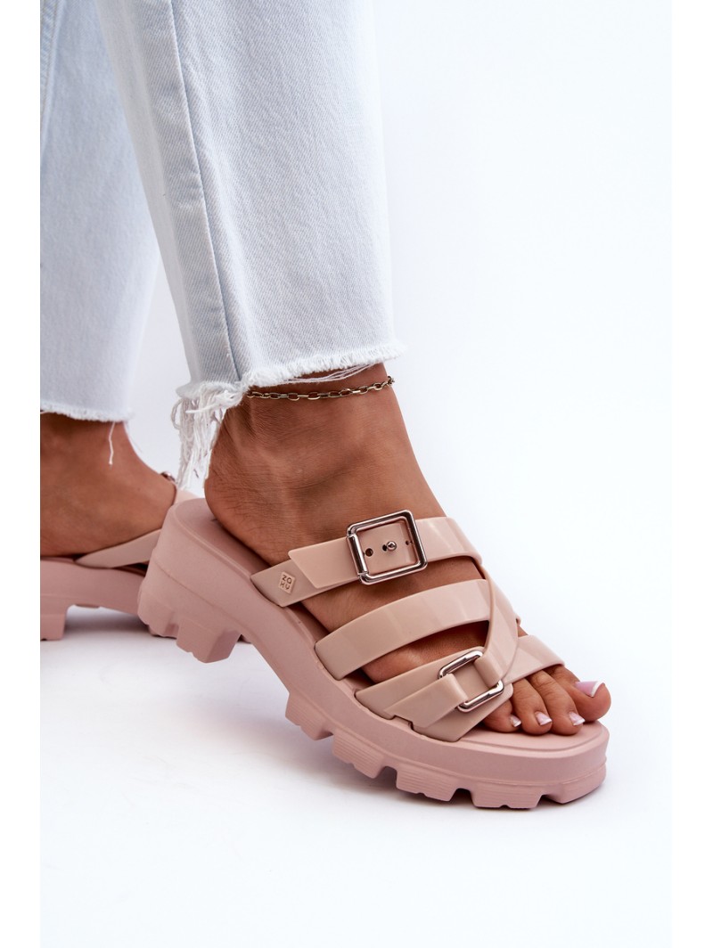 Scented Women's Slides with Low Heel ZAXY NN285044 Pink