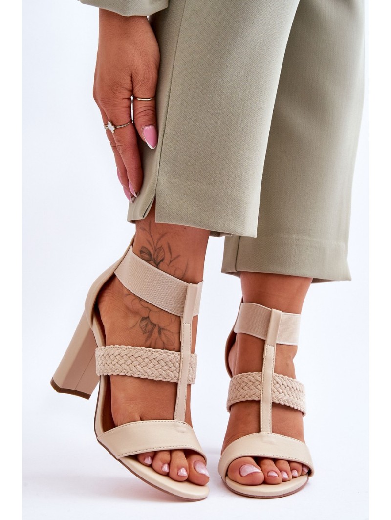 Leather Sandals High Heel Boots Beige Marren